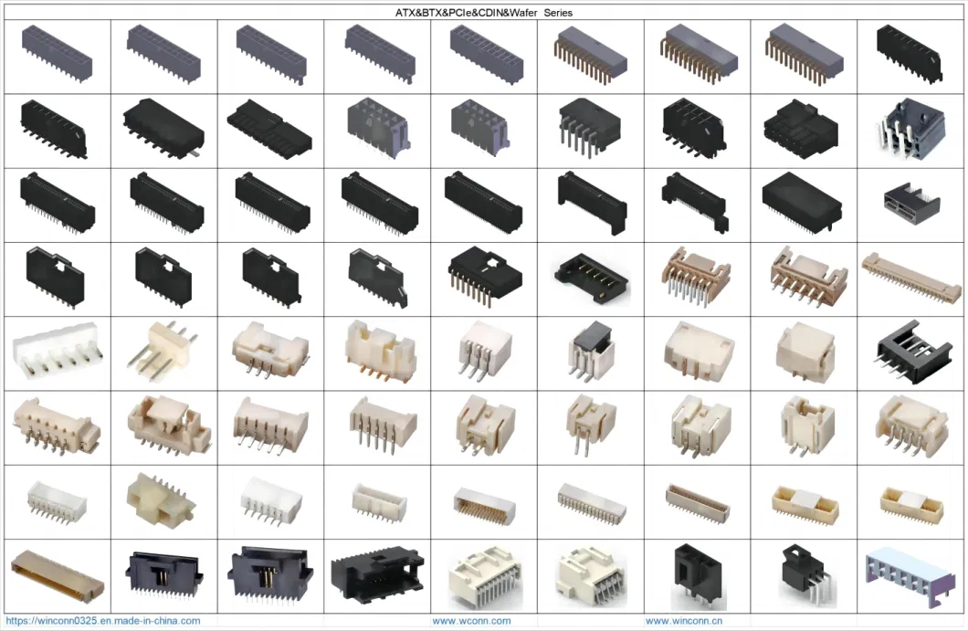 Wtb; Btb; Wtw; FPC; FFC; Pin Box Female Male Round Header; IC Socket; Jack Plug RJ45 Rj11; USB; DIN; HDMI; Pcie; SATA; VGA; SIM; Power Connector