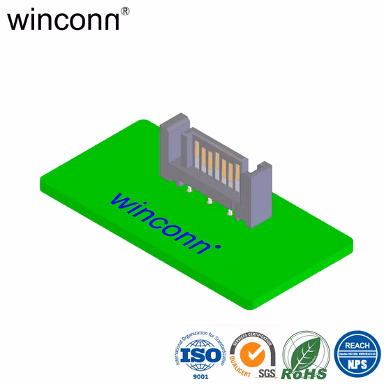 SATA 7p 플러그 수직 DIP 유형 커넥터